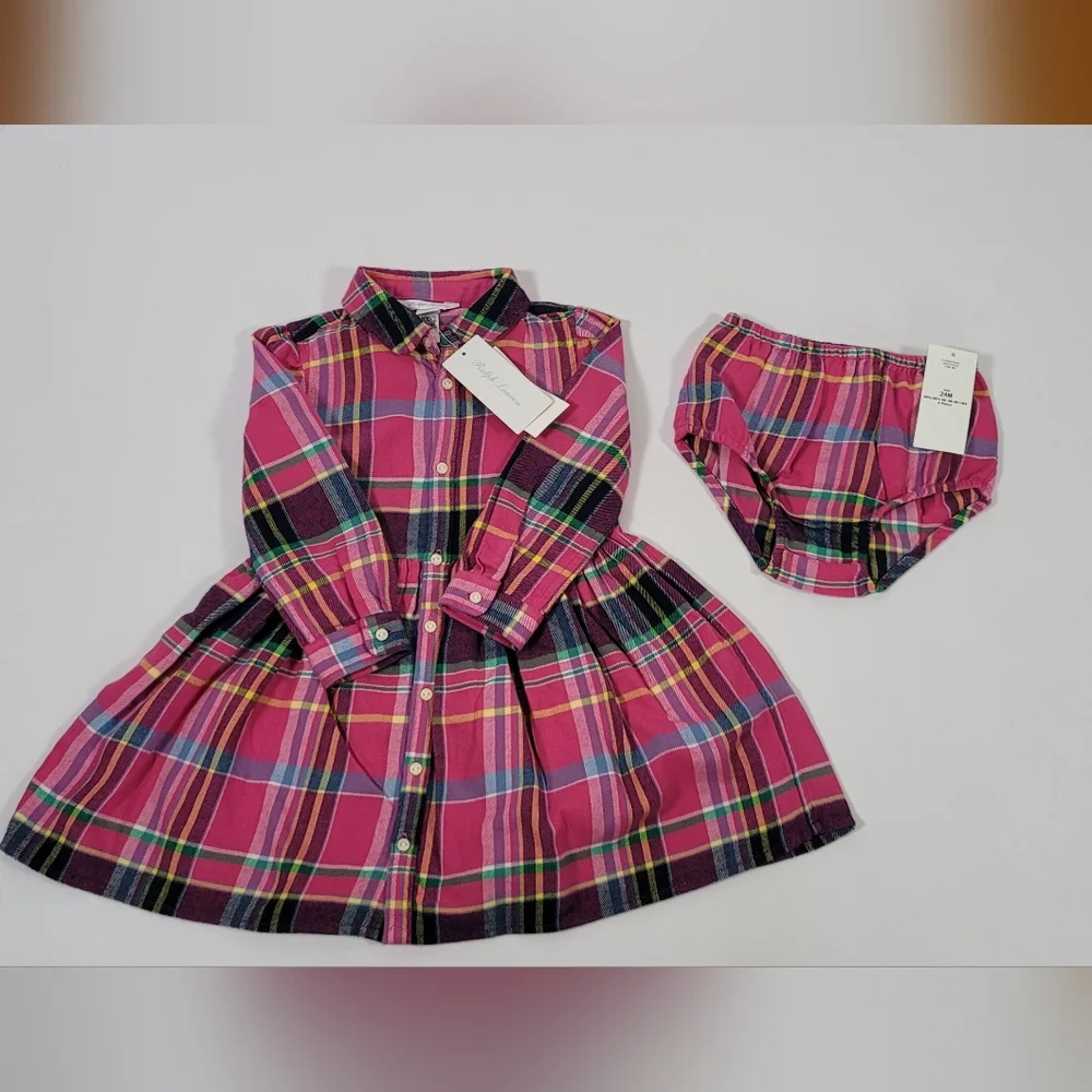 Plaid Pink Dress Set for Kids